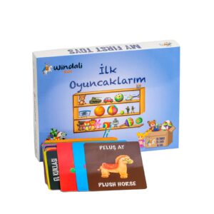 Windali Kids Zeka Gelişim Kartları ve İlk Oyuncaklarım 2'li Set Bebek Eğitici Kartlar Oynarken Öğrenmek